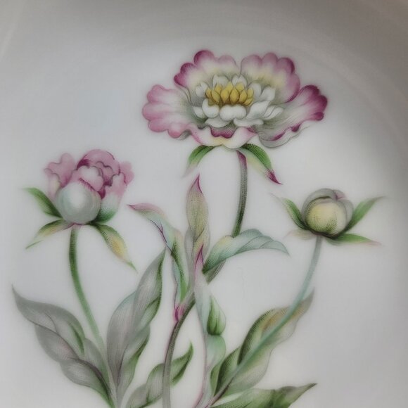 Mikado Harmony Round Serving Bowl Cream Rim Pink Floral Center - Picture 12 of 14